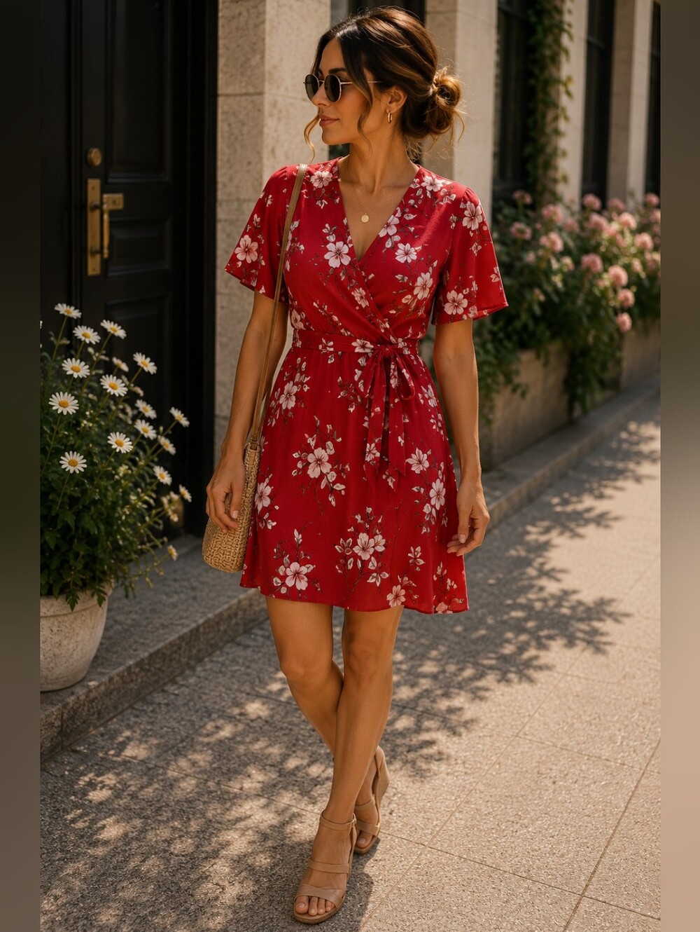 Sienna Sky Red Floral Wrap Dress